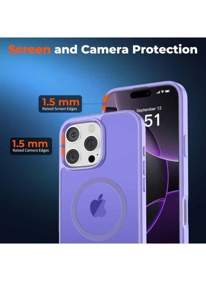 ACLIX Magnetic Case for iPhone 16 Pro Max [Shockproof & Slim] Matte Transparent Hard Back Cover with high-Grade Protection | Light Purple - Image 3